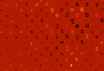 Dark orange vector cover with english symbols.