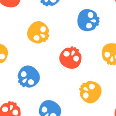 Seamless pattern with colorful skulls