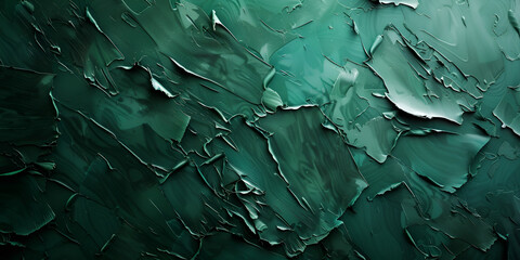 Paint Texture in jade Colors with visible Brush Strokes adorned with fine and delicate impressions Abstract art background oil on canvas Rough brushstrokes of paint Closeup of a painting by oil.