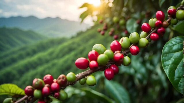 branch with green coffee