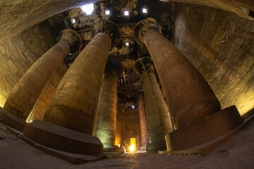 Temple of Edfu, an Egyptian temple primary dedicated to the god Horus, located on the west bank of the Nile in Edfu, Egypt