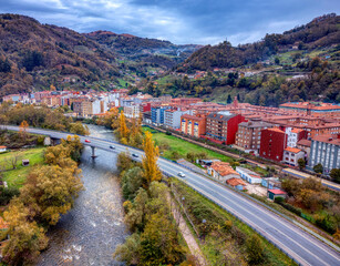 View of the city of Blimea in Asturias, Spain.
