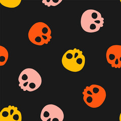 Naklejka premium Seamless pattern with colorful skull