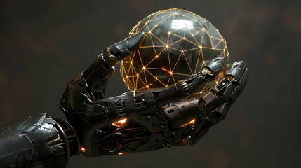 Robotic Arm Holding a Glowing Futuristic Sphere