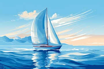 a sailboat on the water - obrazy, fototapety, plakaty