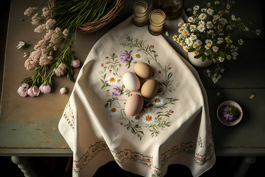 - Easter breakfast on the table, generative ai