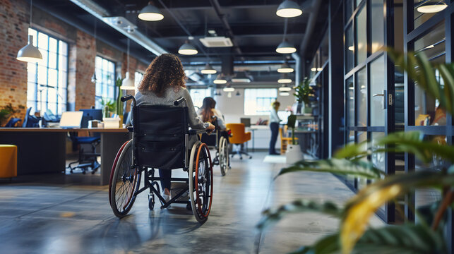 Inclusive Workplace with Diverse Wheelchair Users Contributing to Team Collaboration