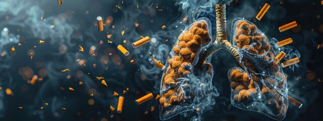 World No Tobacco Day Concept, anti smoking, and no smoking. lungs health care clinical hospital and respiratory cancer banner with copy space area