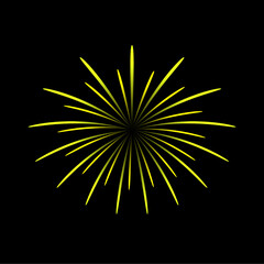 Brightly Colorful Fireworks isolated black background. New Year celebration fireworks.