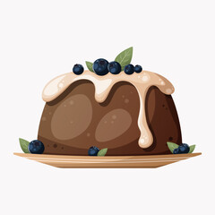 Easter cake with blueberries. Vector illustration. Appetizing delicious food, dessert with cream.