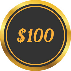 Golden shining circle with value