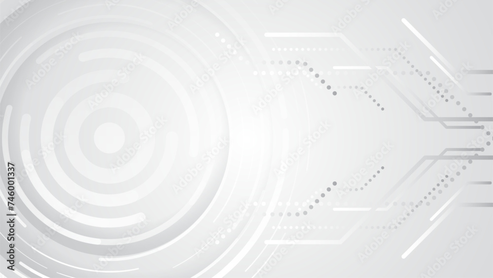 Poster Hi-tech grey background with various technology elements. vector illustration of circles and lines with shadows. Abstract futuristic communication.