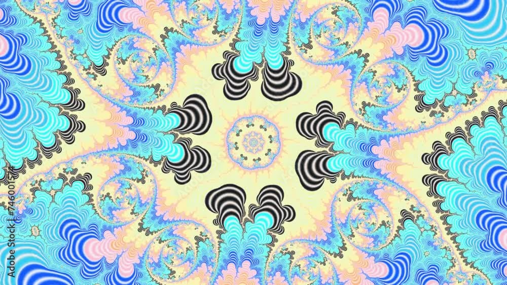 Wall mural camera movement inside a multicolor bright fractal. fractal sequence patterns 3d. for yoga or clubs 