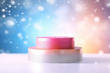 Podium with background soft bokeh, podium for product presentation, stage showcase, promotion display, Christmas, New year, 3D.