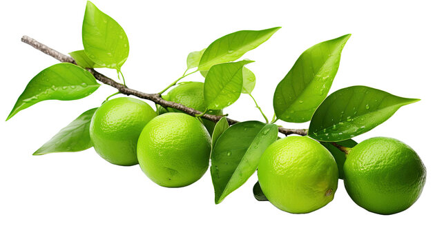 Green lime, citrus fruit with lime leaves