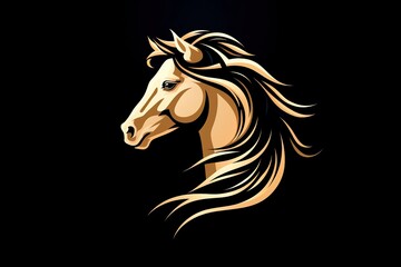 horse head logo on black, illustration