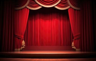 Red theater curtain. Luxurious silky velvet tiled drapes texture.