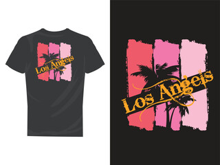 Los Angels Ocean side stylish t-shirt and apparel trendy design with palm trees silhouettes, typography, print, vector illustration. Global swatches.;