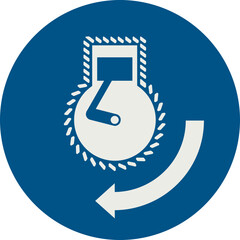 OBLIGATION SIGN PICTOGRAM, START THE MOTOR (LIFEBOAT LAUNCH SEQUENCE) ISO 7010 – M038, SVG