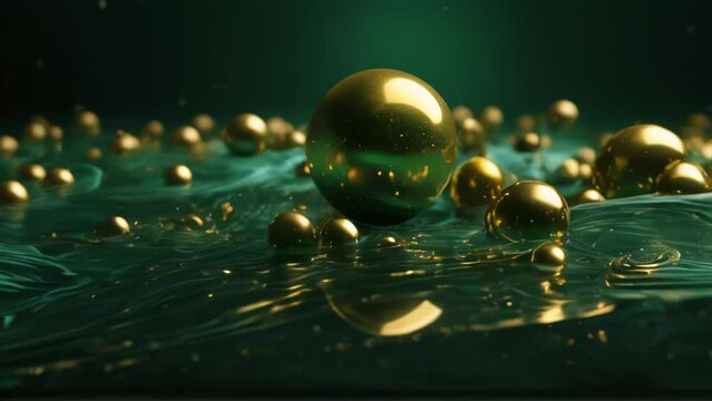 Green background with golden spheres