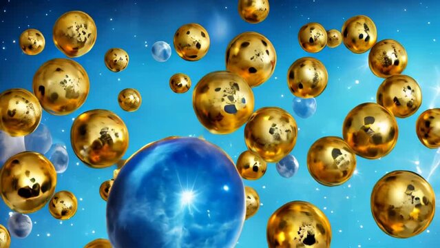 Falling Gold and Blue Orbs