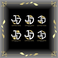 JD letter luxury logo set design.JD monogram polygonal and circle shape vector. JD luxury design.

