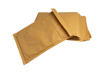 brown paper padded envelopes isolated on a white background