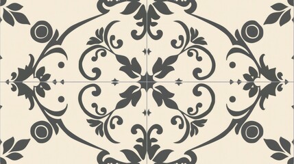 Symmetric Elegance, Minimalistic Tile Damask Pattern