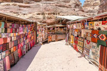 Selling rugs and souveiners in Petra, Jordan
