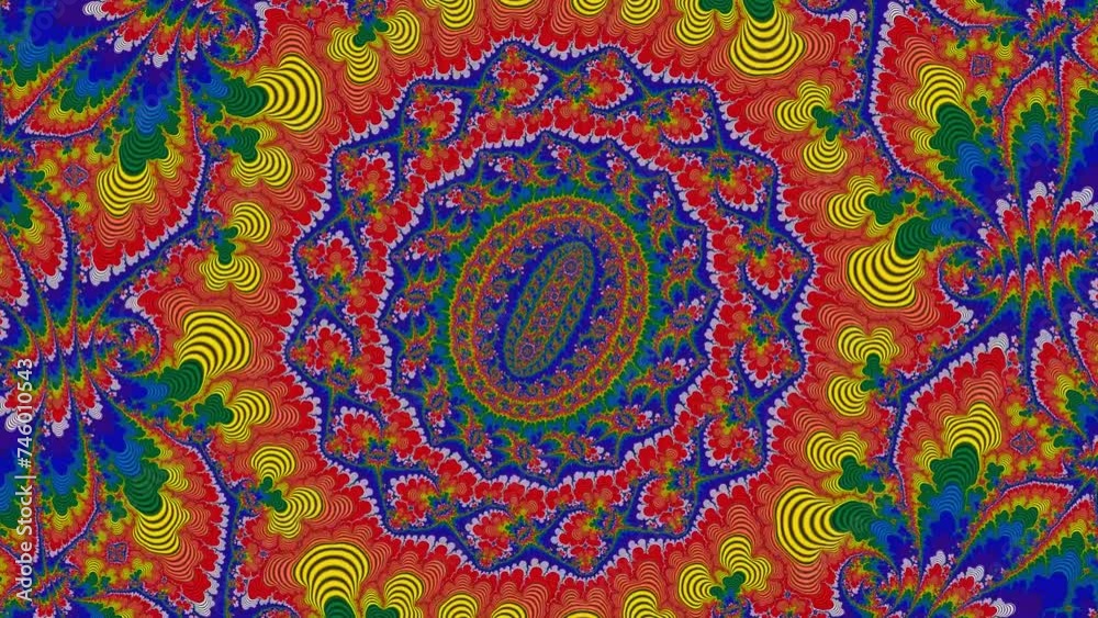 Wall mural camera movement inside a multicolor bright fractal. fractal sequence patterns 3d. for yoga or clubs 