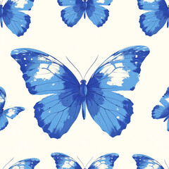 blue Butterfly seamless tile pattern background, ai generated