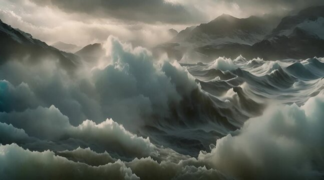 powerful sea wave motion during storm in the ocean 