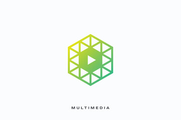 Play music podcast streaming vector logo