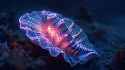An intriguing deep sea mollusk emitting a soft