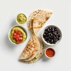 Tortilla With Black Beans, Guacamole, and Salsa