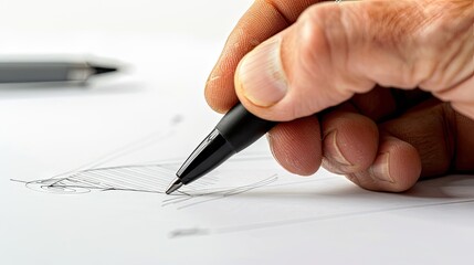 Our image features a hand holding a pen, writing on a white background—a closeup view capturing the art of penmanship, creativity, and the business concept of personalized communication