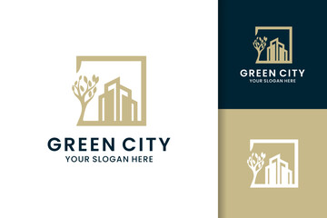 natural building creative for modern green city logo design