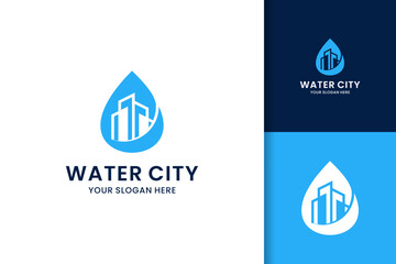water building creative for city plumbing company logo design