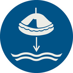 OBLIGATION SIGN PICTOGRAM, LOWER THE LIFEBOAT TO THE WATER (LIFEBOAT LAUNCH SEQUENCE) ISO 7010 – M040, SVG