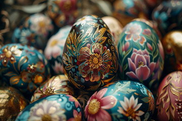 Intricate Hand-Painted Floral Easter Eggs