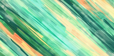 Abstract Painting of Green and Orange Stripes