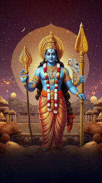 Ram Navami Ilustration Background for Social Media, Space Text