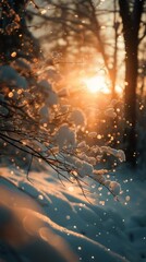 Sun Shining Through Snow-covered Trees