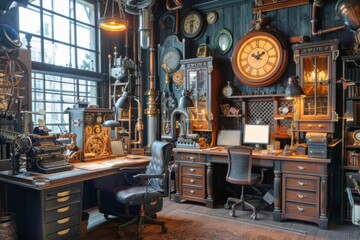Room Filled With Various Types of Clocks - obrazy, fototapety, plakaty