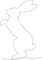 Continuous one line art Easter bunny. Vector illustration