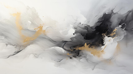 soft grey, black, white and gold abstract brush painting background