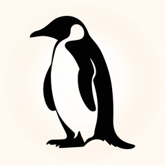 Penguin black silhouette. Attractive hand-drawing penguin vector illustration