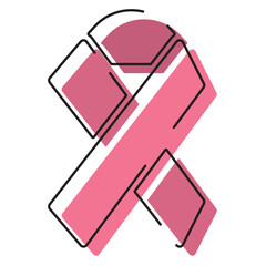 Colored breast cancer awareness ribbon Medicine icon Vector
