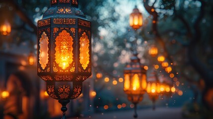 Ramadan Mubarak template showcasing elegant, Ramadan Kareem set of posters and showcasing elegant Islamic lanterns, and a arabic ornaments