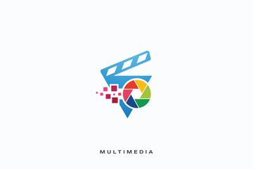 Film media multimedia production vector logo